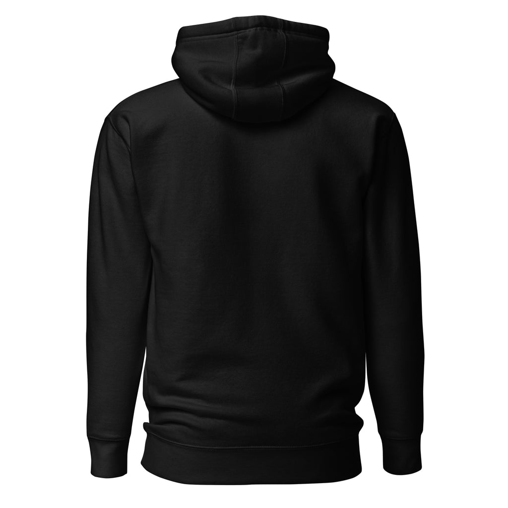 Higher Purpose Premium Hoodie in black, back view with plain back.