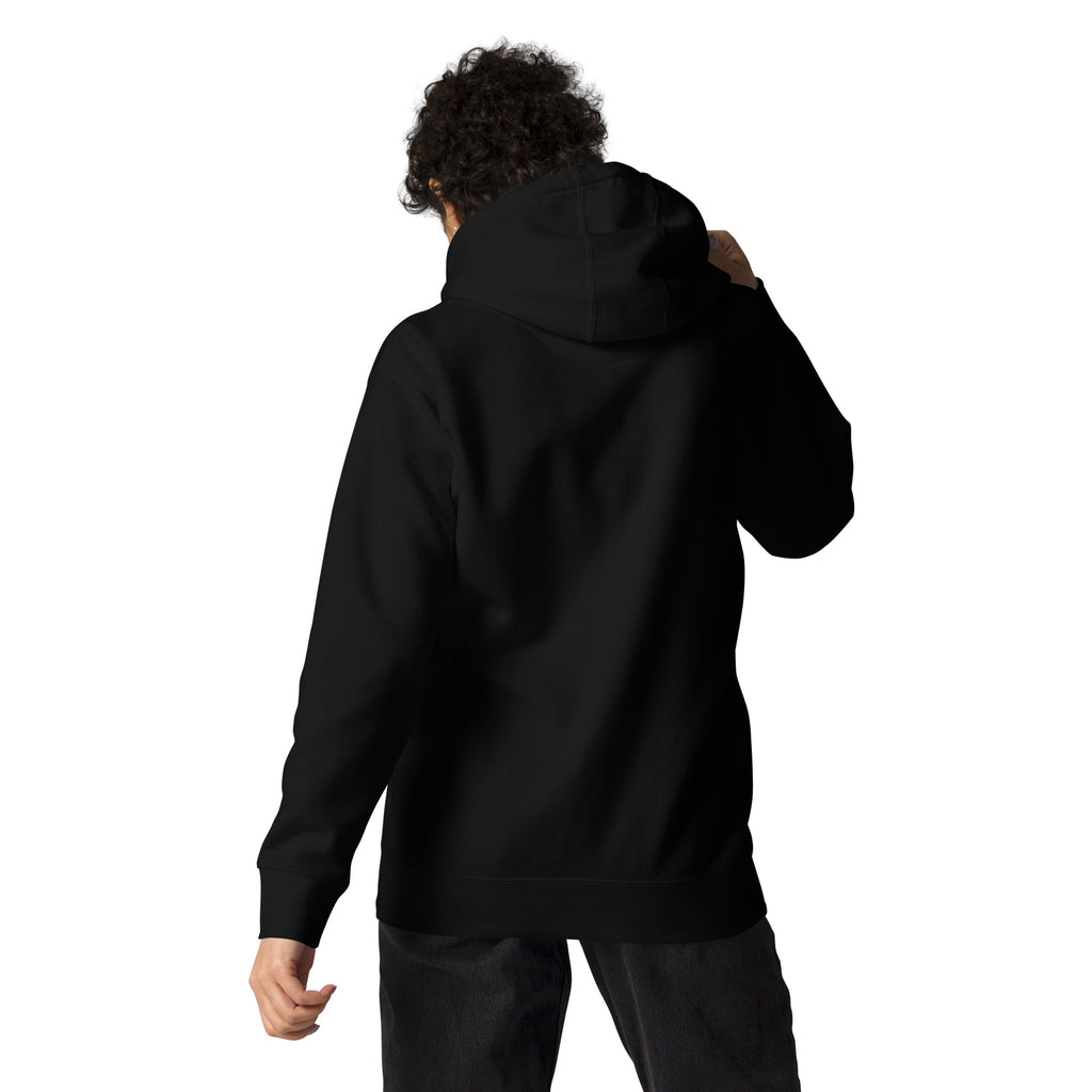 Higher Purpose Premium Hoodie in black, back view with plain back.