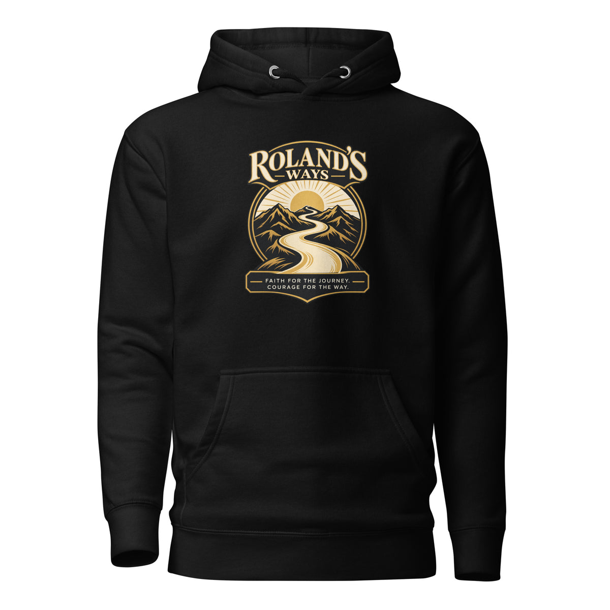 Faith for the Journey Premium Hoodie in black, front view
