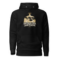 Different Path, Same Purpose Premium Hoodie in black, front view with gold and ivory Journey artwork.